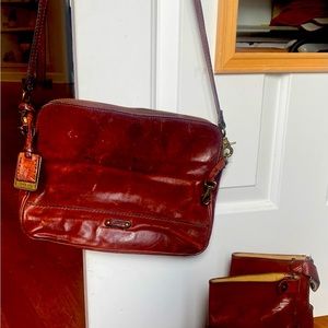Frye Company cognac booties and purse